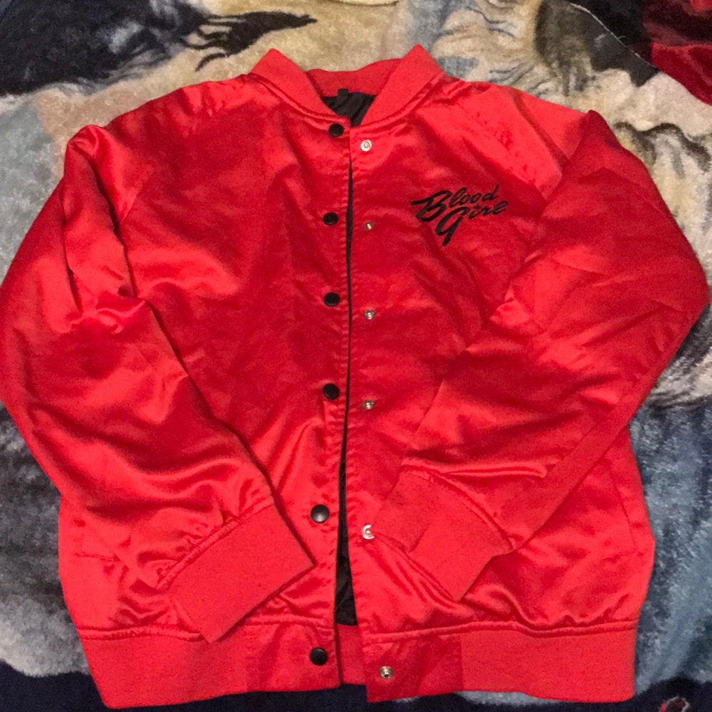 Red silk In This Moment button up jacket